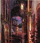 Cao Yong Canvas Paintings - Street at night
